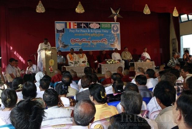 Pray for peace and Religious Unity  by group of people from all different religions on 16 Jan 2012, Myanmar