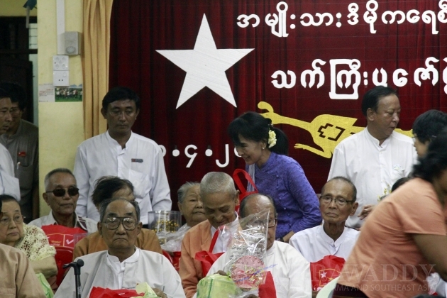 NLD pays respect to aged people in Yangon, Myanmar.