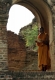A monk is reading at the Bagan pagoda.