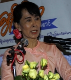 The pro-democracy Aung San Suu Kyi give a speech at the 66th anniversary of Anti Fascist Resistance Day was celebration at NLD’s headquarters in Rangoon, Burma.