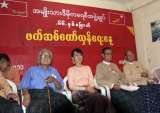 The pro-democracy Aung San Suu Kyi attended the 66th anniversary of Anti Fascist Resistance Day was celebration at NLD’s headquarters in Rangoon, Burma.