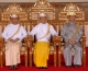 Burma President Thein Sein (Centre), Vice President Thiha Thura Tin Aung Myint Oo (Left) and Vice President Sai Mauk Khan (a) Maung Ohn sit on chairs as they pose for photo at the parliament in Naypyidaw, Burma.