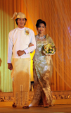11-06-11 - Photo:- The Irrawaddy Models in wedding clothes created by Burmese designers during the  “Happiest Moment of Your Life” fashion parade at Traders Hotel in Rangoon, Burma.