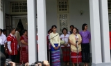 Daw Suu meets KNU peace group at her house on 8th April 2012, Yangon, Myanmar.