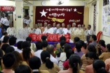 NLD pay respect to aged persons on 18 April 2012, Yangon, Myanmar.