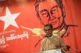 U Tin Oo, the NLD patron giving a speech at 10th anniversary of U Kyi Maung's death at Royal Rose in Shwe Gone Tine Township, Yangon on 19th August.