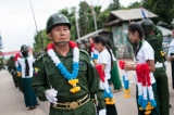 The Border Guard Force marched towards the ground where the 4th Anniversary was held  (Photo – Sai Zaw/ The Irrawaddy)