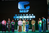 U Zaw Win, the vice minister of sports cut the ribbon to open the Myanmar Gaming Festival event held at Thuwunna Statdium (1) in Yangon on 5th September. (Photo – Sai Zaw / Irrawaddy)