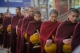 Monks on their almsround in Rangoon on Jan 17, 2015. ( Photo - JPaing / The Irrawaddy )