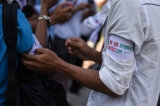 White armband campaign begins in Rangoon on March. 13 (Photo: Sai Zaw/The Irrawaddy)