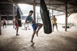 In traditional Burmese boxing, called Letwei, fighters don’t wear any protective gloves, February 2015. (Photo: Timo Jaworr / The Irrawaddy)
