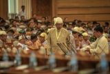 President-elect Htin Kyaw attends for the first time the Union Parliament on March 18, 2016.(Photo: Myo Min Soe/The Irrawaddy)