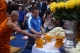 Thai-owned Premier League champions Leicester City arrived Rangoon in Sunday afternoon to pay a short visit to the Shwedagon Pagoda, where they prayed along with Thai Buddhist monks.  (Photos: Hein Htet / The Irrawaddy)