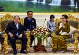 State Counselor Aung San Suu Kyi held talks with Thailand’s Deputy Prime Minister Tanasak Patimapragorn and Minister of Defense General Prawit Wongsuwon in Naypyidaw, on June 29, 2016. ( Photo - Htet Naing Zaw / The Irrawaddy )