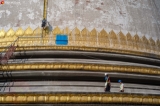 Kaunghmu Daw Pagoda in Sagaing Region is stripped of its gold paint and in the process of being restored to its original white color in January, 2019. ( Zaw Zaw) 30.1.19