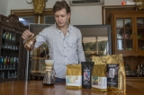 Sawbwa coffee co-founder Jason Brown meets and treats The Irrawaddy reporter with Sawbwa coffee. Sawbwa is a startup coffee company focusing on sourcing and selling the highest quality of coffee. Sawbwa coffee was launched its business by two british men at early 2017.  Photo - Htet Wai/ Irrawaddy