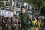 Peacock Generation chant satirical verses and performers entertain around Yangon at the last day of 2019 Thingyan, water festival.  Photo - Htet Wai/ Irrawaddy
