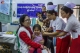 Children receiving a measles vaccine at Lanmadaw township clinic on November 28, 2019.  Photo - Htet Wai/ Irrawaddy