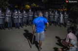 Riot, after the owner of a restaurant is accused of torture the child-workers, broke out between the polices and the residents at Dagon Seikkan township on November 20, 2020.    Photo - Htet Wai/ Irrawaddy