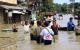 Myanmar Red Cross group reach at the flood area in Bago Division, Burma.