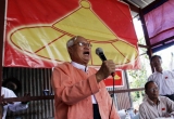 The chairman of National Democratic Force (NDF) Than Nyein deliver his speech during held a conference with people in Tamwe Township, Rangoon.