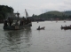 A fishing ship leave the port in Ranong, Thailand.