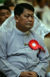 Minister for Hotel Tin San attends the ceremony 20th Annual Meeting of the Union of Burma Federation of Chambers of Commerce and Industry in Nayphitaw, the capital in Burma.