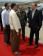 Burma president Thein Sein being welcome back by Burma two vice presidents Thiha Thura Tin Aung Myint Oo and Dr. Sai Mauk Kham and commander-in-chief General Min Aung Hlaing at Naypyitaw Airport, Burma.