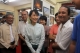 Burma pro-democracy leader Aung San Suu Kyi is seen during photo exhibition at her National League for democracy party's headquarters in Rangoon, Burma.