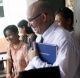 Ross Dunkley, editor of the Myanmar time’s journal, talk to reporters after hearing at the fifth in his case at the Kamaryut township court in Rangoon, Burma. He was scheduled to hear again on 30 May 2011.