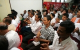 Political prisoners attend the welcoming ceremony and paper reading session on elections conducted by National League for Democracy party (NLD) at the headquarters of the party in Rangoon, Burma.