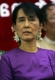 Burma pro-democracy leader Aung San Suu Kyi attends the welcoming ceremony to political prisoners who released on May.17 and paper reading session on elections conducted by her National League for Democracy party (NLD) at the headquarters of the party in Rangoon, Burma.