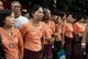 Supporters of Burma pro-democracy leader Aung San Suu Kyi stand outside during celebrations of the 66th birthday at the headquarters of her National League for Democracy party in Rangoon, Burma.