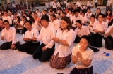 Activists pray at Botataung pagoda to release political prisoners on Sunday, Nov.20, 2011, in Yangon, Myanmar. About 200 activists take part in this event.