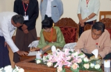 Aung San Suu Kyi register her party at Union Election Commission.
