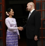 William Hague, Britain’s Foreign Secretary, meets  Aung San Suu Kyi.