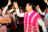 Aung Min, Minister of Railway and head of the negotiation group, dancing the Karen dance after the negotion talk, Pa-an, capital of the Karen State, Myanmar,Wednesday  11 January 2012.