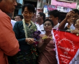 Aung San Suu Kyi at NLD Mingalartaungnyunt Branch office Opening event