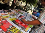 03-04-12 photo Kyaw Zwa Moe Burmese print media and newspapers on sale.