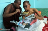 02-12-12 - Injured monks, monywa - PHOTO - Jpaing monks who were badly burnt when police broke up a protest site related to the Monywa copper mine