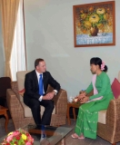 22-11-12 - DASSK meets NZ PM - PHOTO Khin maung Win Daw Suu meet New Zealand Prime Minister at her home in Naypyitaw November.22, 2012.