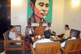 18-06-13 1,2, Daw Aung San Suu Kyi meets with the leaders of United Nationalities Alliance (UNA) at her house on Tuesday, June.18m 2013, in Yangon, Myanmar. Photo by NLD
