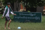 The students playing football in football field at B.E.H.S (6), Botahtaung on 26th August. ( Photo - JPaing /  The Irrawaddy)