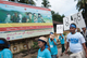 The peace-wishers holding signboards that asked to stop the war the billboard which is about 'Anti Child-soldiers' during marching ceremony celebrated in Yangon to honor the International Peace Day which falls on 21st September. (Photo – Sai Zaw/ Irrawaddy)