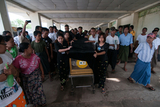 The funeral of Aye Aye Sint, (Phyu Sin Nyein), an 11 year old student who was electrocuted after coming into contact with a power pole at the corner of Thu Mingalar and Zandila Road in 16/1 Ward from Thingangyun Township, Yangon. (Photo – Sai Zaw/ Irrawaddy)