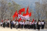 Student protestors on the march to Rangoon. ( Photo - JPaing / The Irrawaddy)