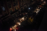 A fire broke out at a building on lower block of Maha Bandoohla Street in Kyauktada Township in downtown Rangoon on March 1 evening. The mezzanine on the top floor of the building caught fire and firefighters had to climb up to the roof of the building to put out the fire. The mezzanines of the two rooms at the top floor were damaged in the fire. (Photo: Sai Zaw/The Irrawaddy)