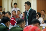General Gun Maw , head of Burma Army delegate, the seventh round of peace talks between Union Peacemaking Work Committee and Nationwide Ceasefire Coordination Team (NCCT) kicked off at Myanmar Peace Center on March 17 in Rangoon. Photo: JPaing / The Irrawaddy)