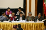 Ethnic leaders of the NCCT (R) and members of the Union Peacemaking Working Committee UPWC (L)signed  the draft Nationwide Ceasefire at the Myanmar Peace Center in yangon. (Photo: JPaing / The Irrawaddy)