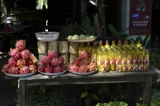 Local products dragonfruits and Sagawar Flowers on sale. (Photo - teza hlaing / The Irrawaddy)